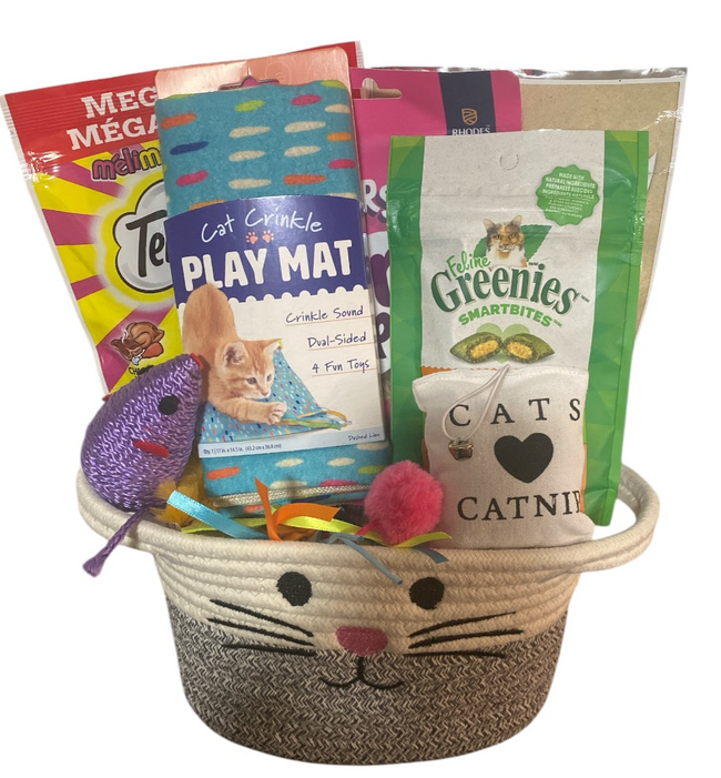 Ultimate Cat Fun Gift Basket: Play Mat, Toys & Treats”