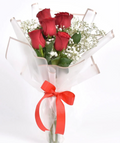 Simple Romance: 6 Red Roses Wrapped with Baby's Breath