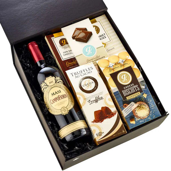 Elegant Wine & Gourmet Chocolate Gift Box